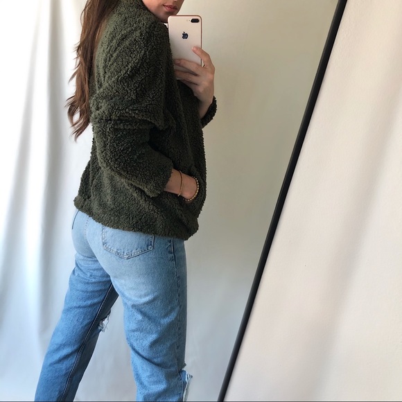 Olive Teddy Jacket — Olive - Picture 6 of 8